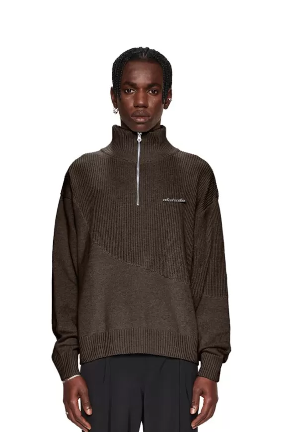 Cc Knit Halfzip Brown>OLAKALA Discount
