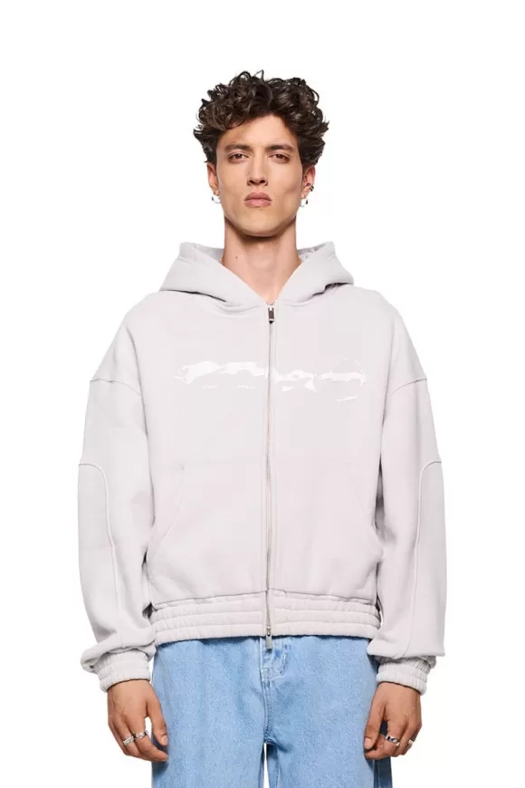 Elysium Zip Hoodie Light Gray>OLAKALA New