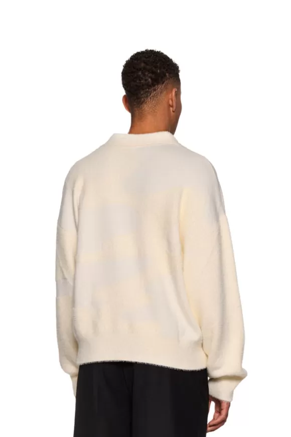 Glitched Fuzzy Polo Cream>OLAKALA Best
