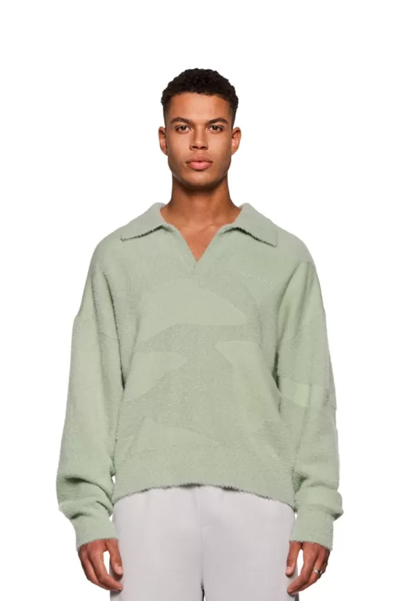 Glitched Fuzzy Polo Mint>OLAKALA New