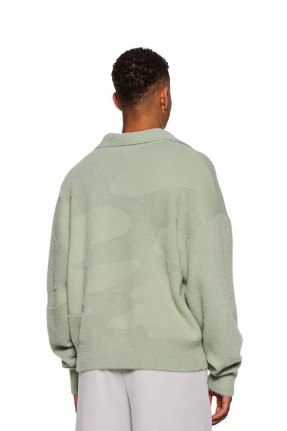 Glitched Fuzzy Polo Mint>OLAKALA New