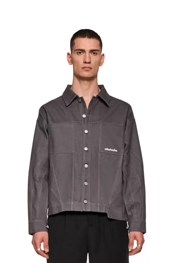 Heavy Anatomy Cotton Overshirt Gray>OLAKALA Best