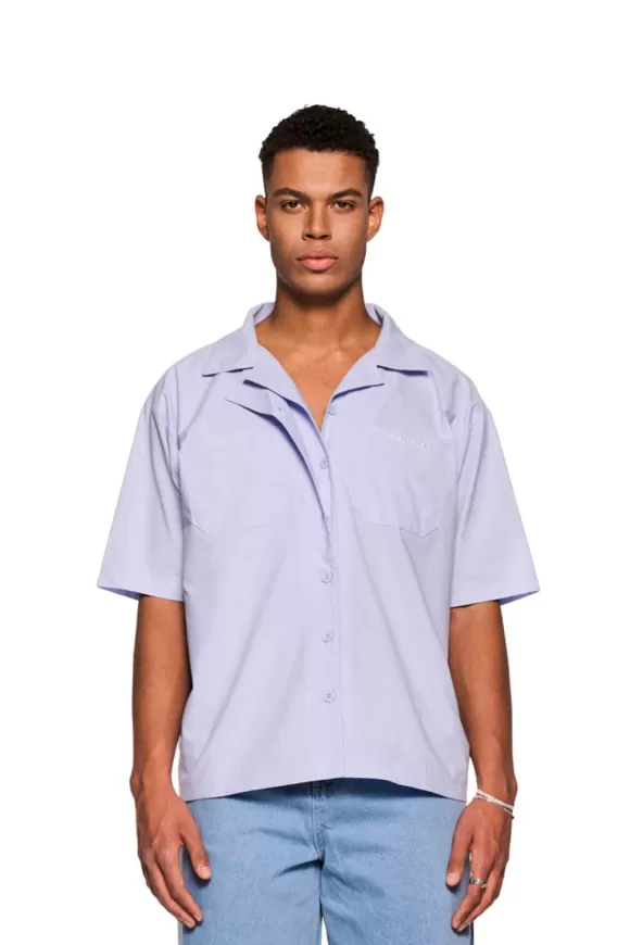 Layered Short Sleeve Shirt Blue>OLAKALA Cheap