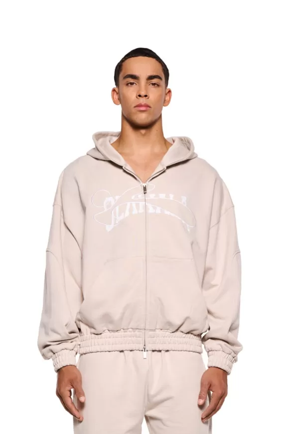 Sports Zip Hoodie Beige>OLAKALA Best Sale